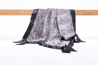 Silver Rabbit with Charcoal Knotty Blankie